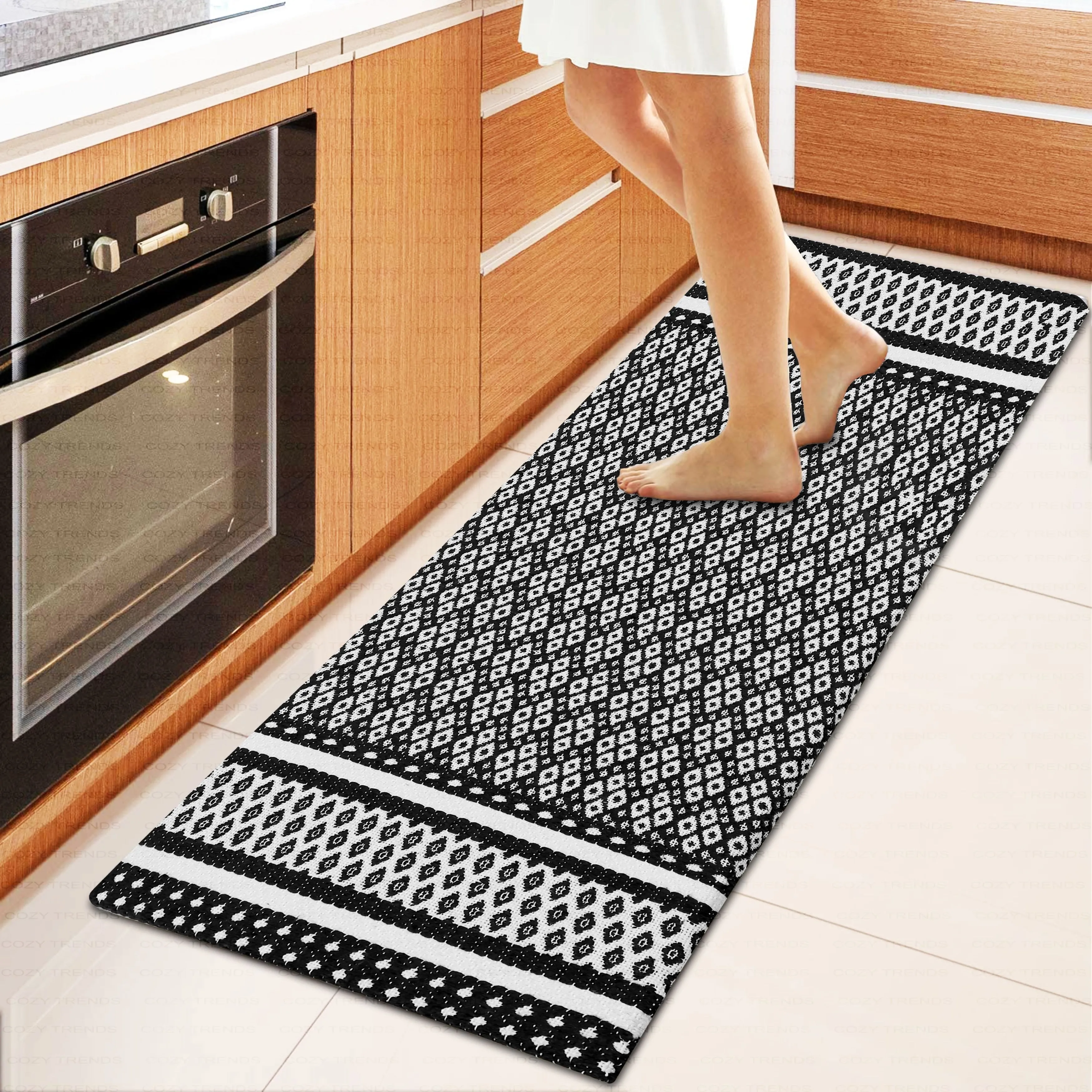 Kitchen Runner Rug/ Mat Cushioned Cotton Hand Woven Anti-Fatigue Mat Kitchen/Bathroom/Bed side 18x48'' - 18''x48''
