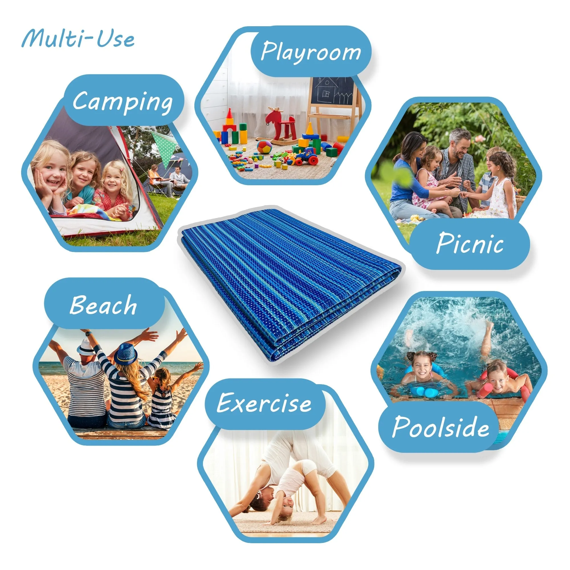 Lalune Beach Stripe Indoor Outdoor Area Rug