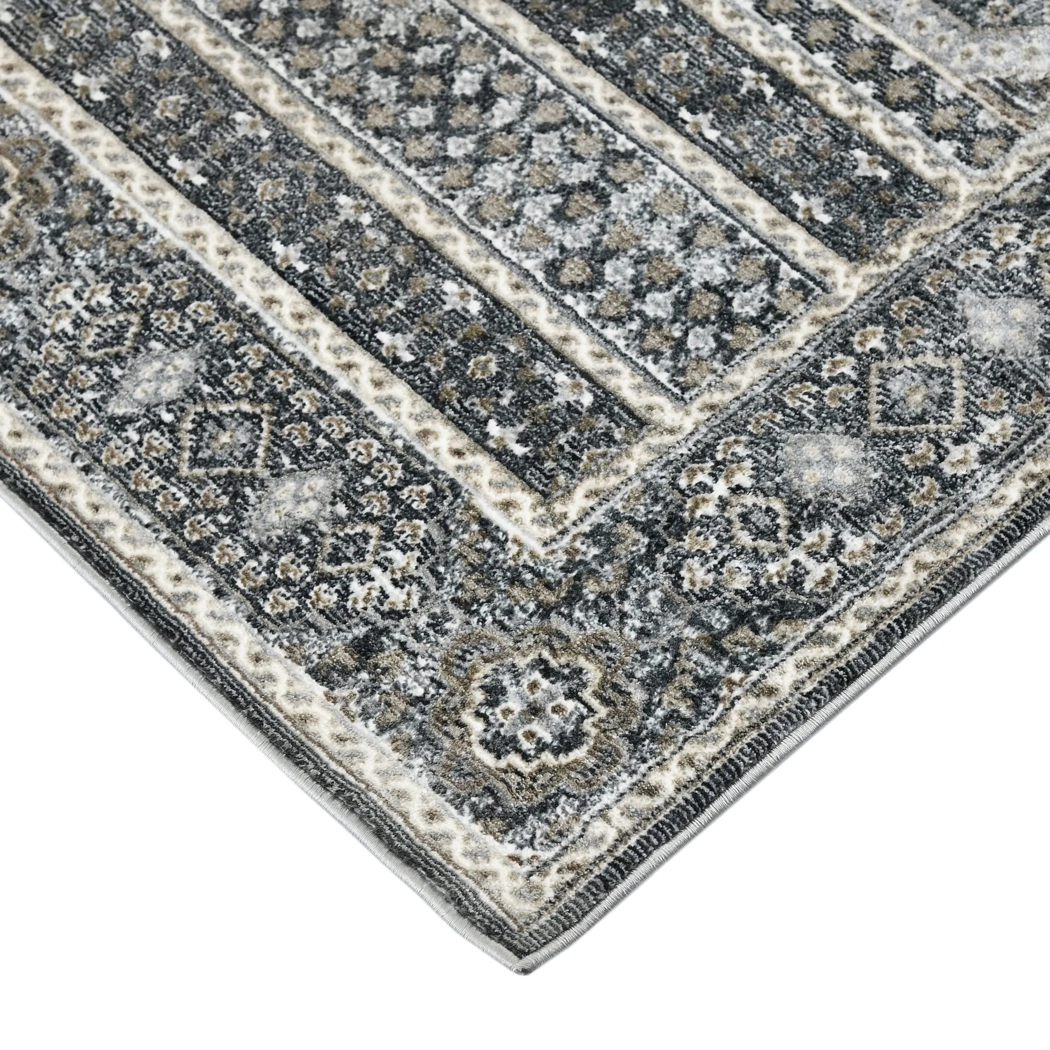 Lanfar Kenseth Charcoal Persian Polyester Blend Area Rug