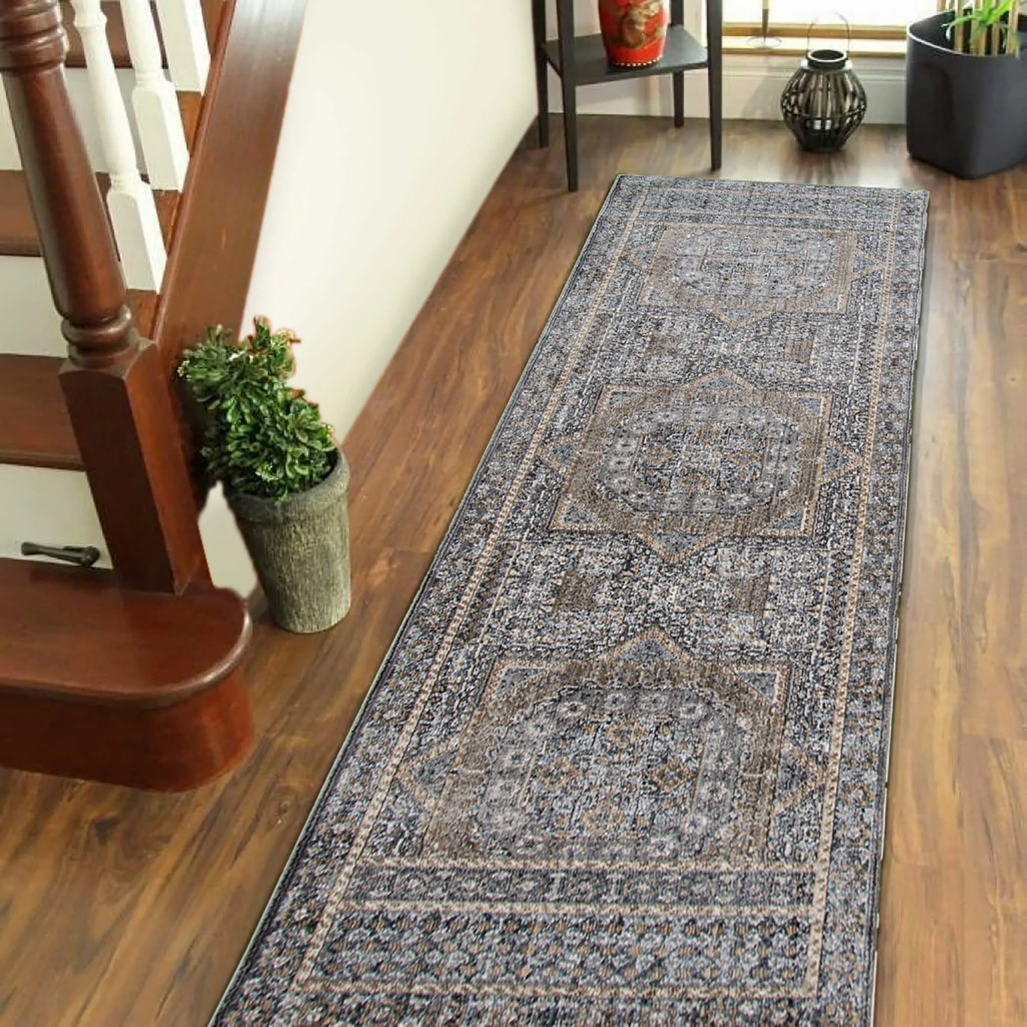 Lanfar Kenseth Charcoal Persian Polyester Blend Area Rug