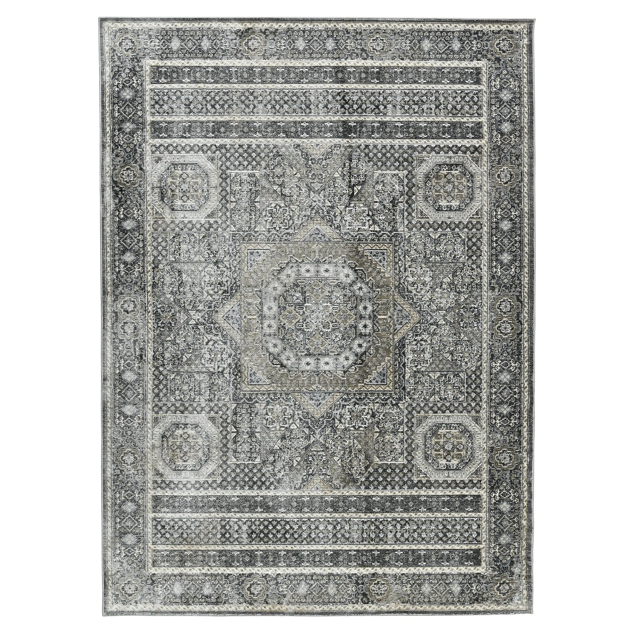 Lanfar Kenseth Charcoal Persian Polyester Blend Area Rug
