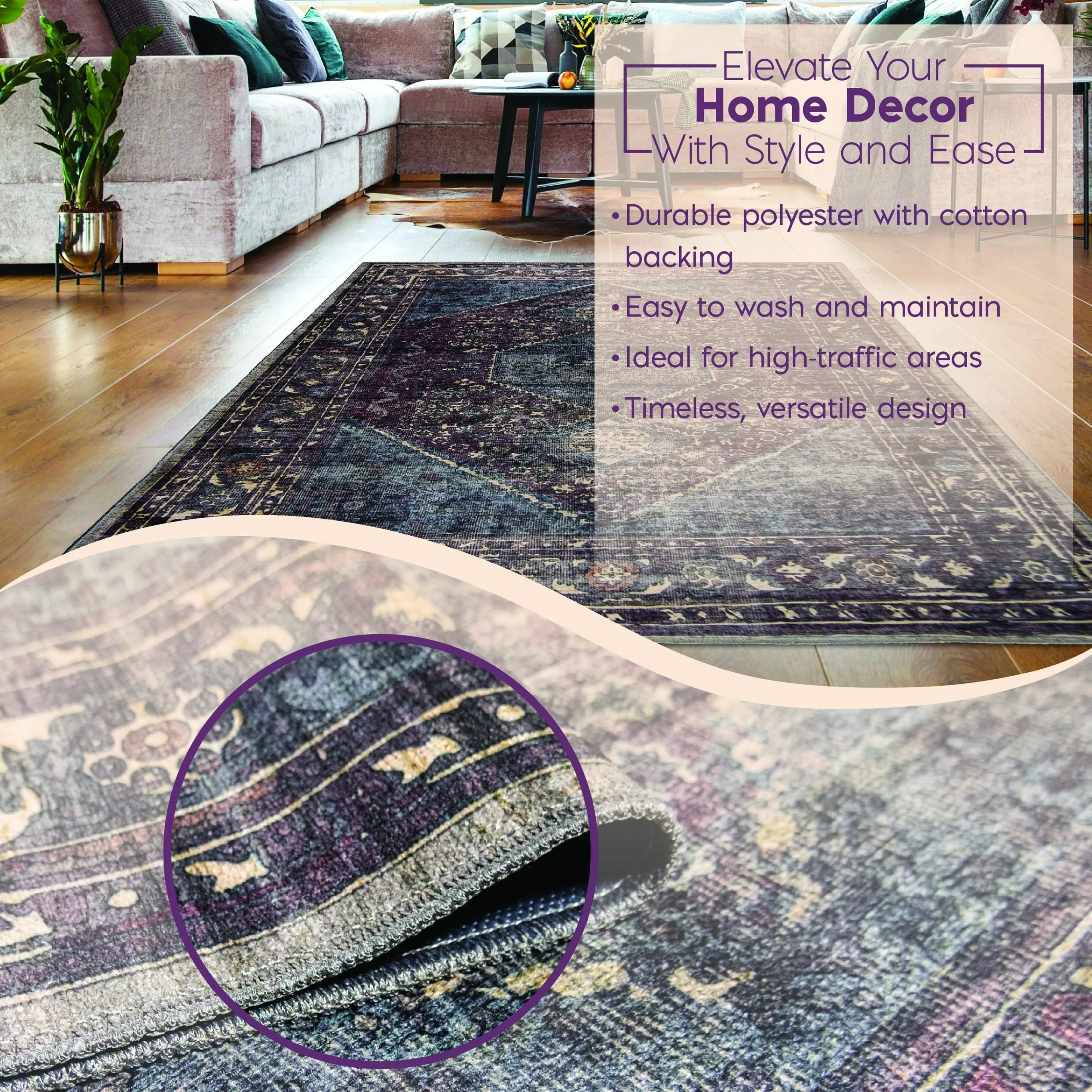 L'Baiet Irene Multicolor Distressed Machine Washable Rug