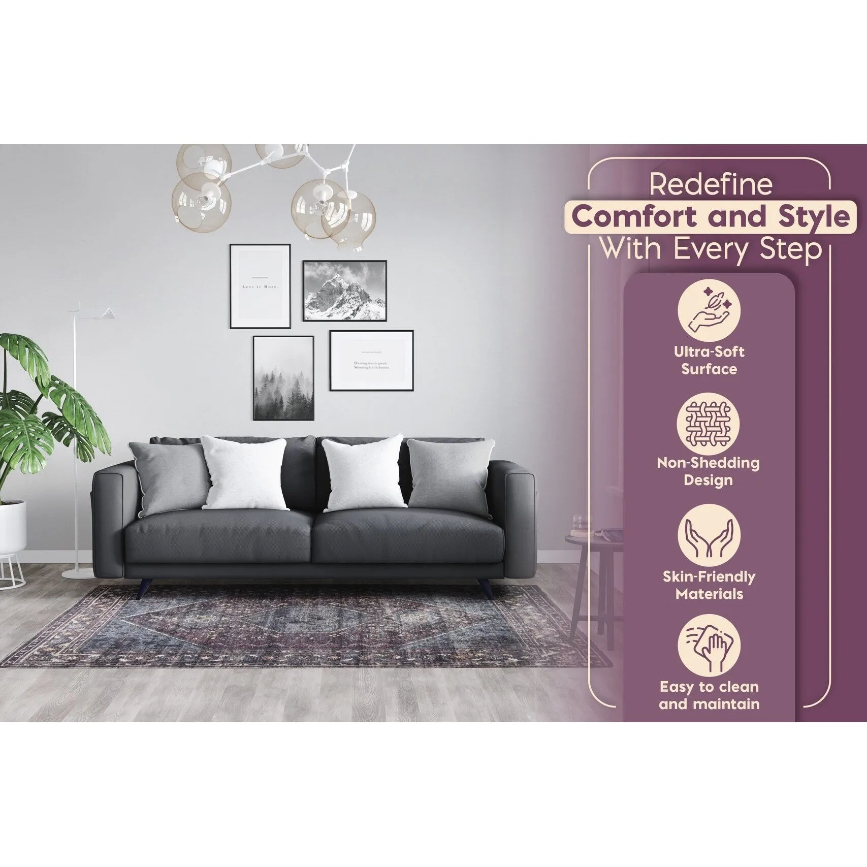L'Baiet Irene Multicolor Distressed Machine Washable Rug