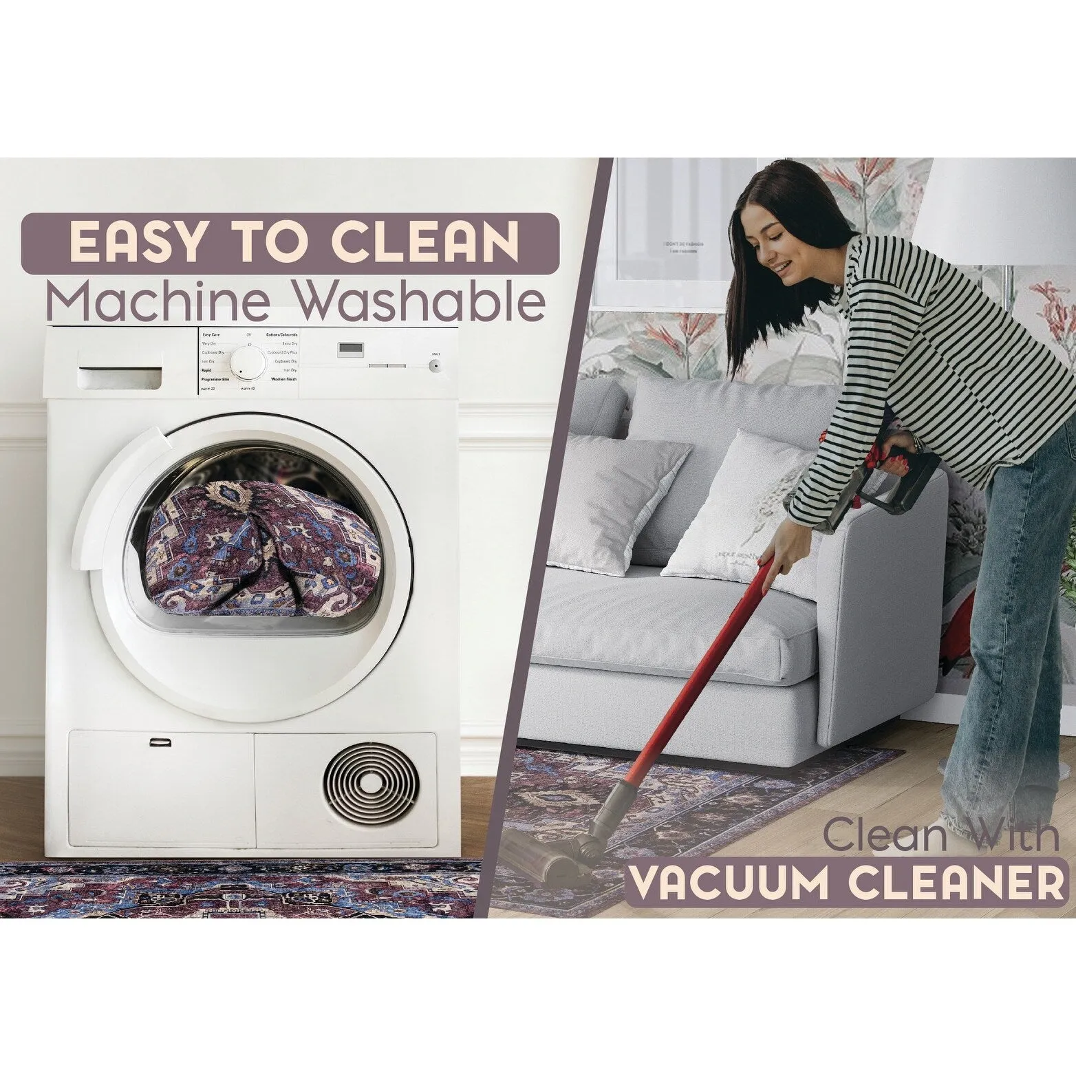 L'Baiet Scarlett Grey Distressed Machine Washable Rug