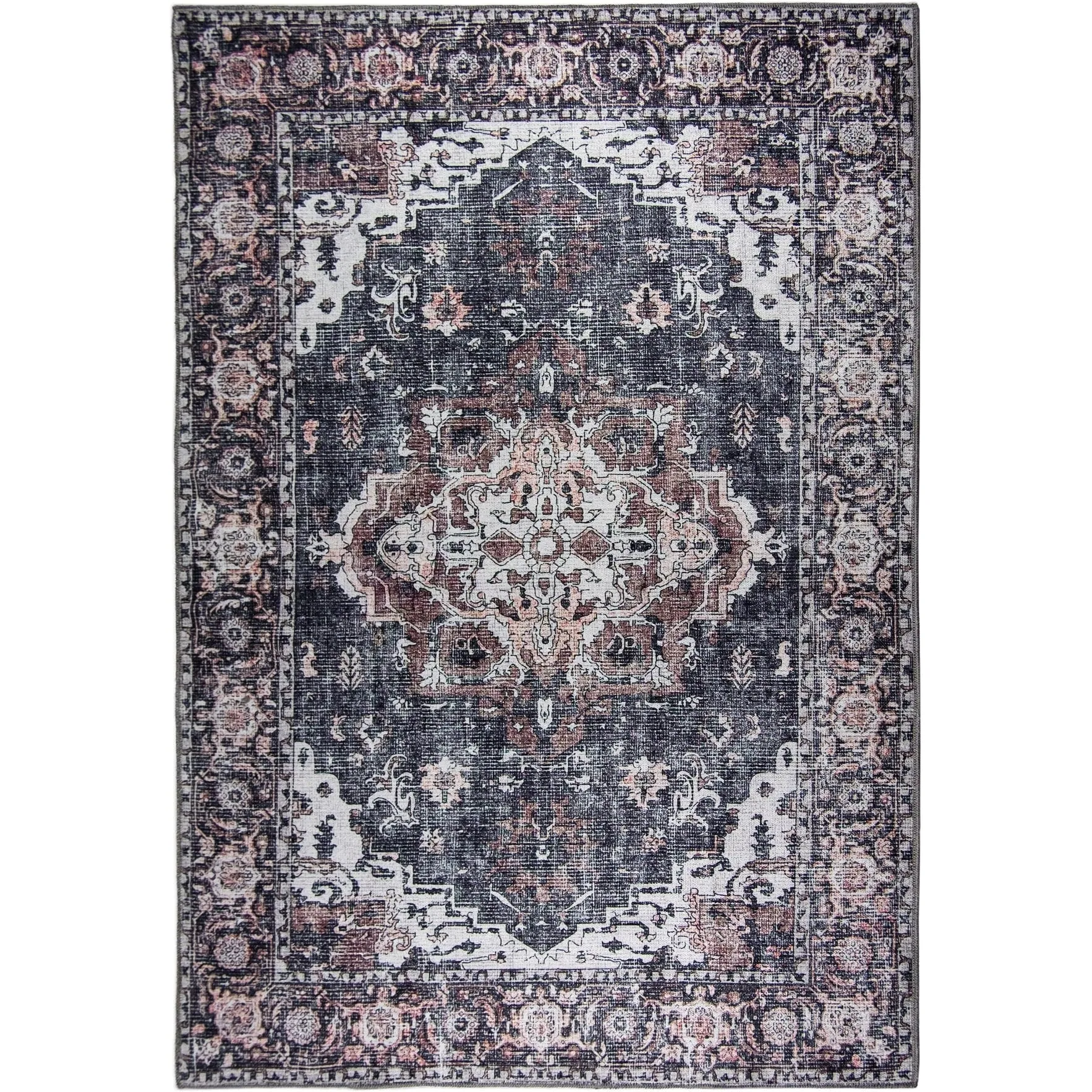 L'Baiet Scarlett Grey Distressed Machine Washable Rug
