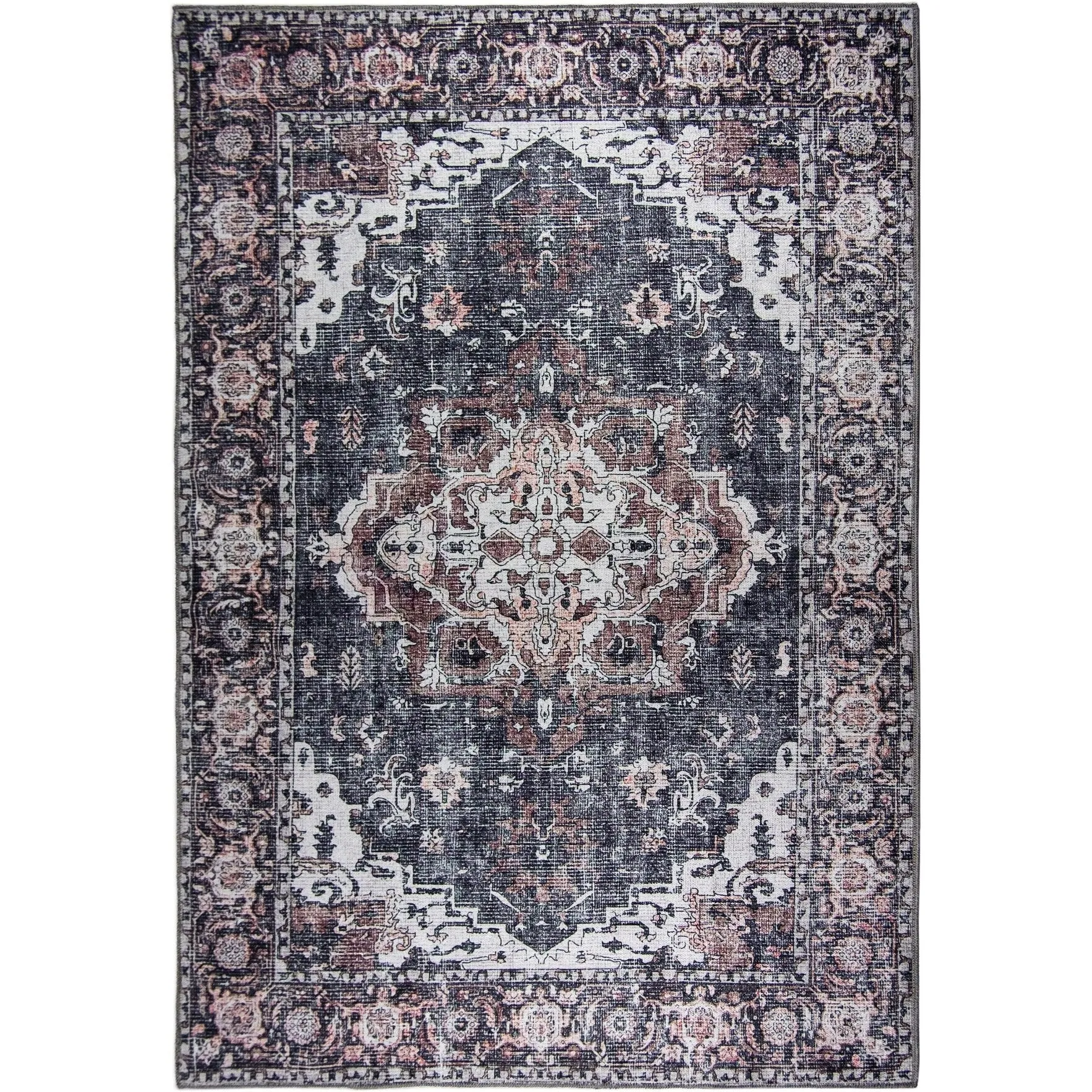 L'Baiet Scarlett Grey Distressed Machine Washable Rug