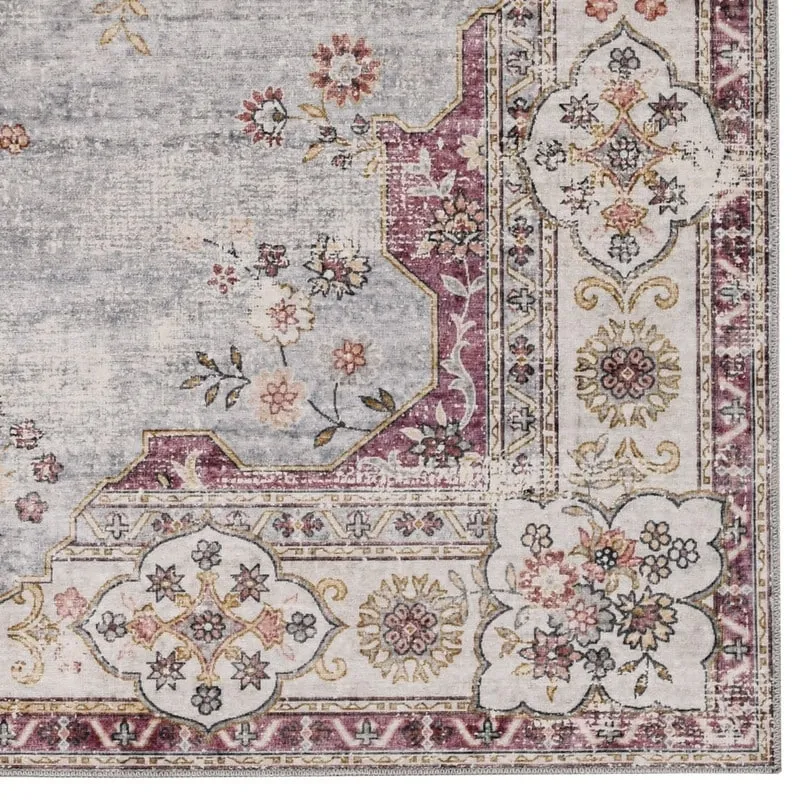 Lennox Stain-Resistant Machine Washable Pastel Blue and Ivory Rug