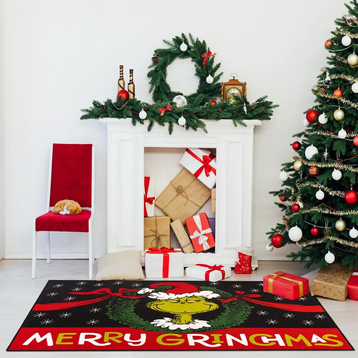 Licensed Dr Seuss Grinch Merry Grinchmas Christmas Novelty Area Rug - 54x78