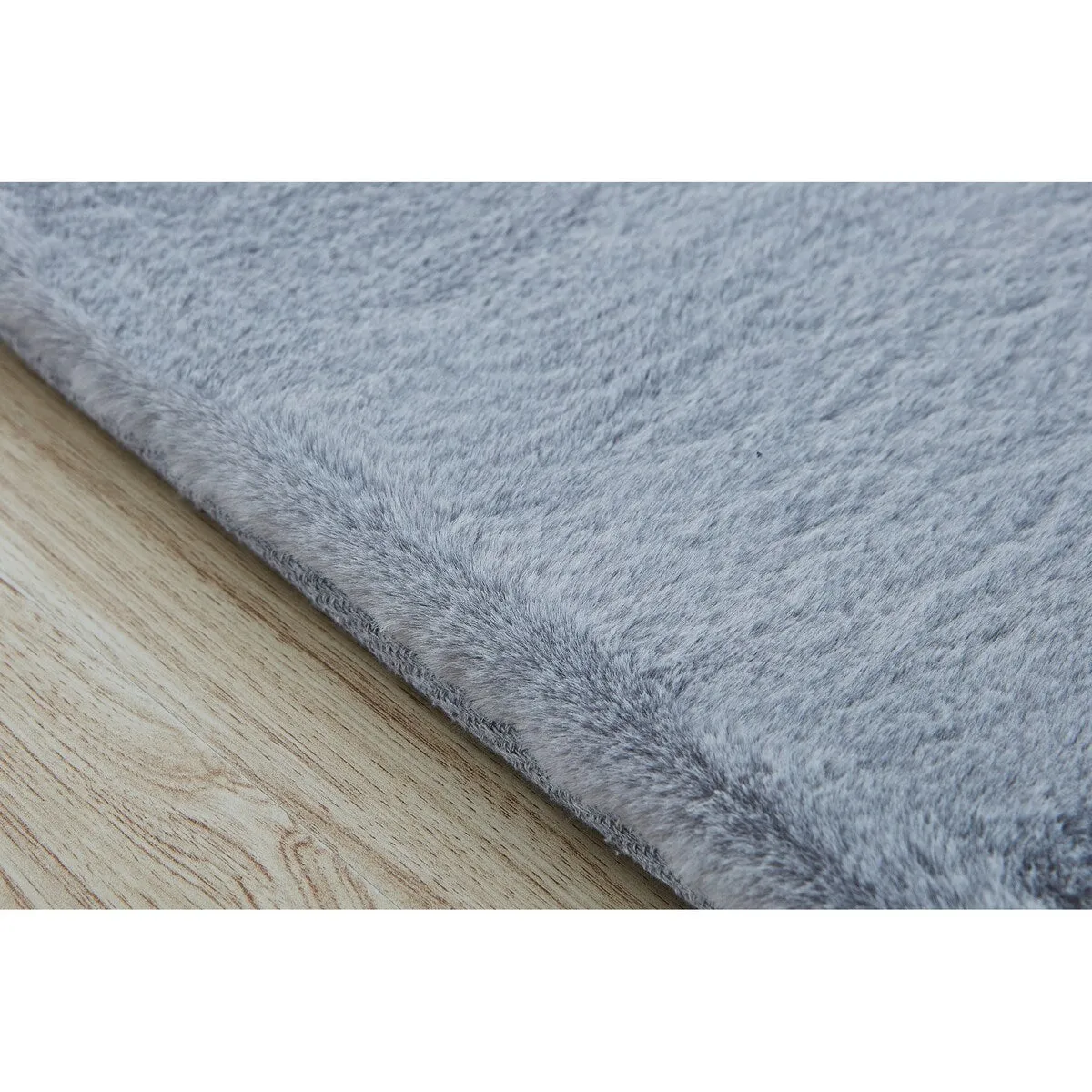 Lily Luxury Chinchilla Faux Fur Rectangular Area Rug
