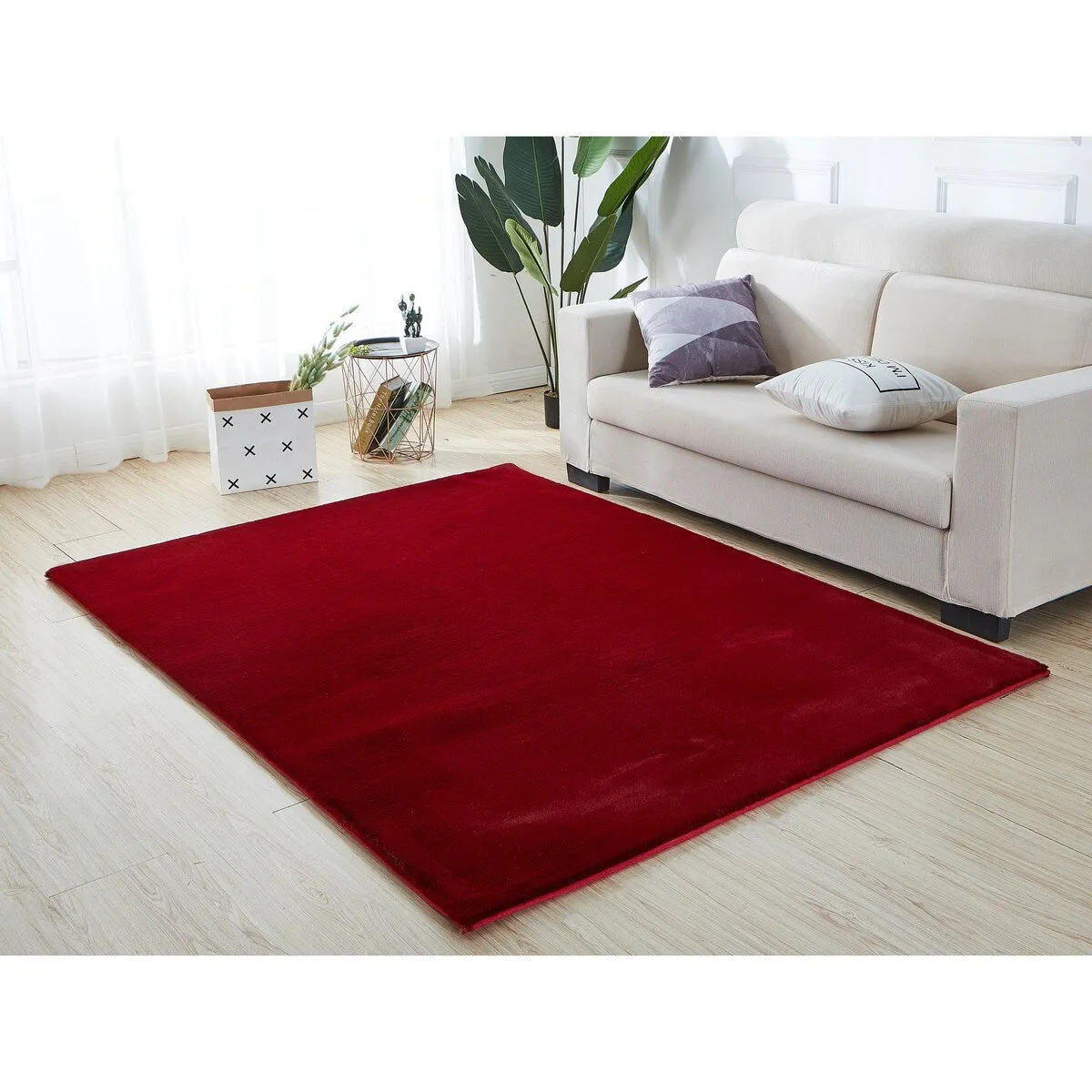 Lily Luxury Chinchilla Faux Fur Rectangular Area Rug
