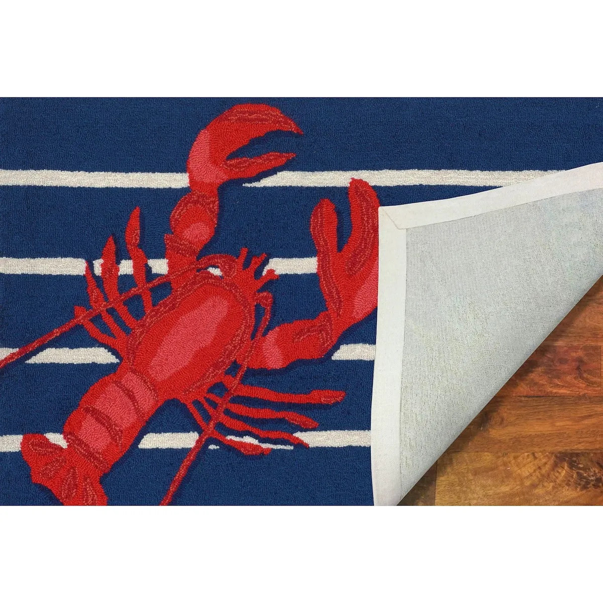 Liora Manne Frontporch Lobster on Stripes Indoor/Outdoor Rug
