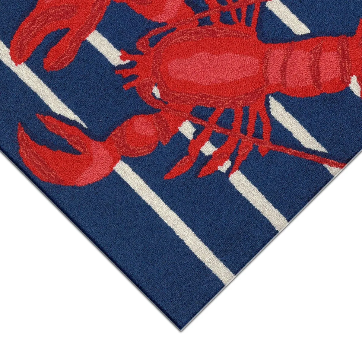 Liora Manne Frontporch Lobster on Stripes Indoor/Outdoor Rug