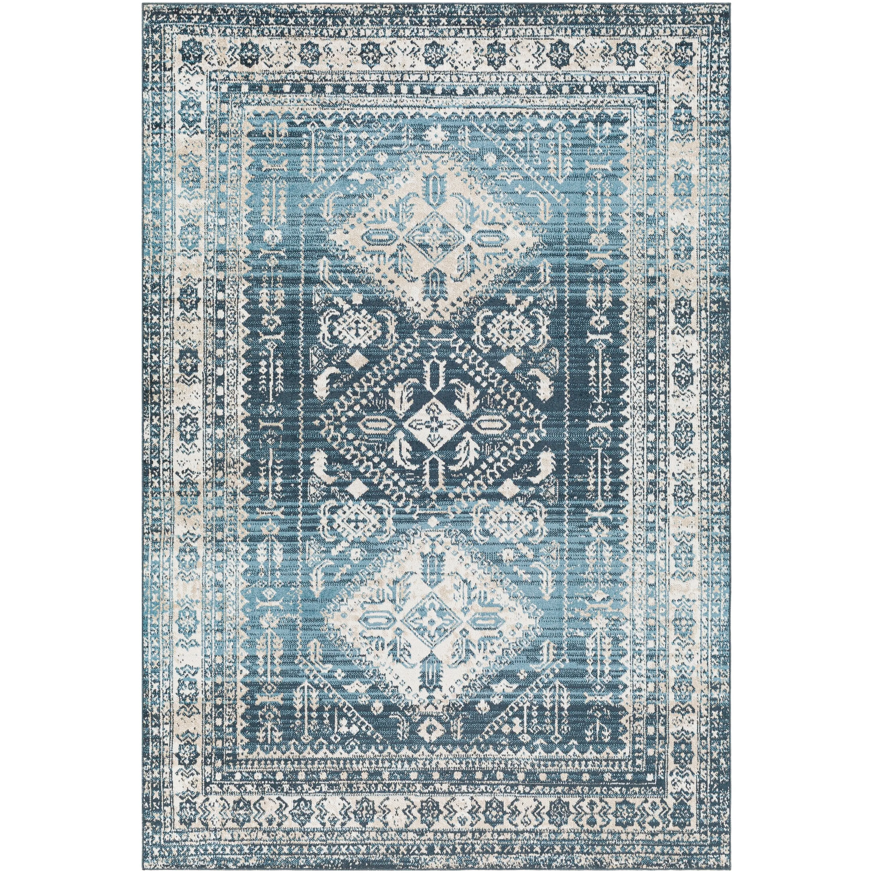 Livabliss Ambridge Machine Washable Traditional Diamond Area Rug