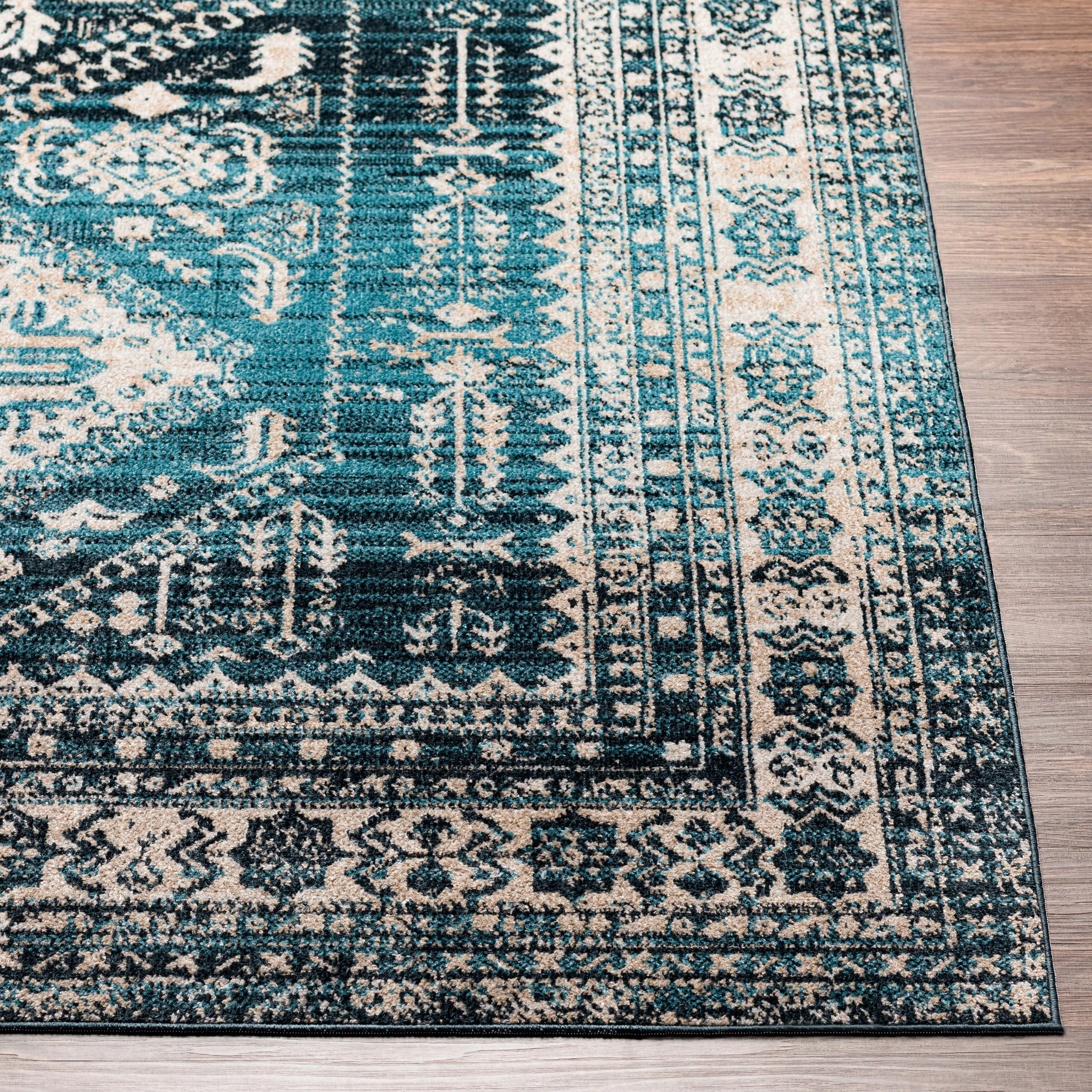 Livabliss Ambridge Machine Washable Traditional Diamond Area Rug