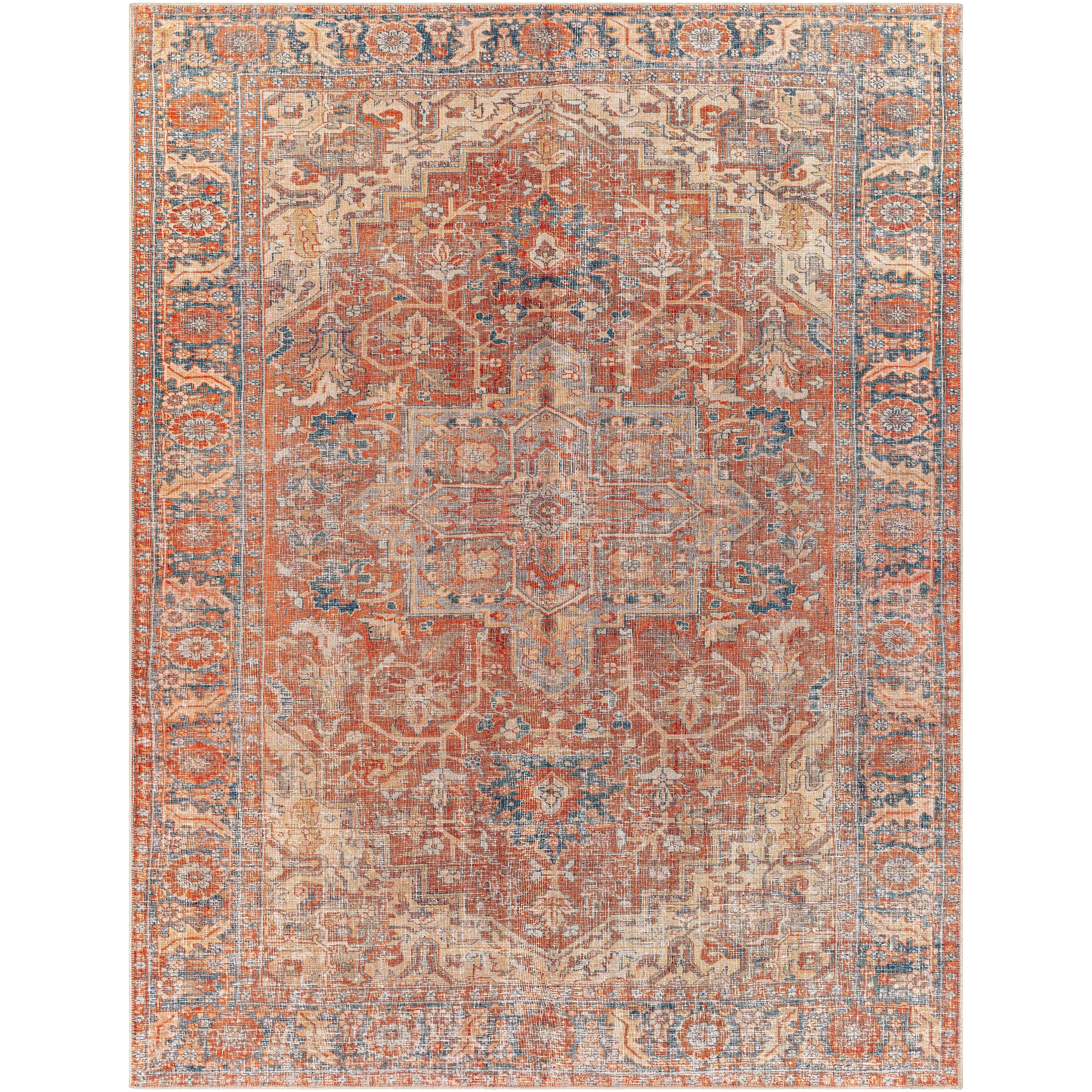 Livabliss Balbinus Traditional Medallion Machine Washable Area Rug