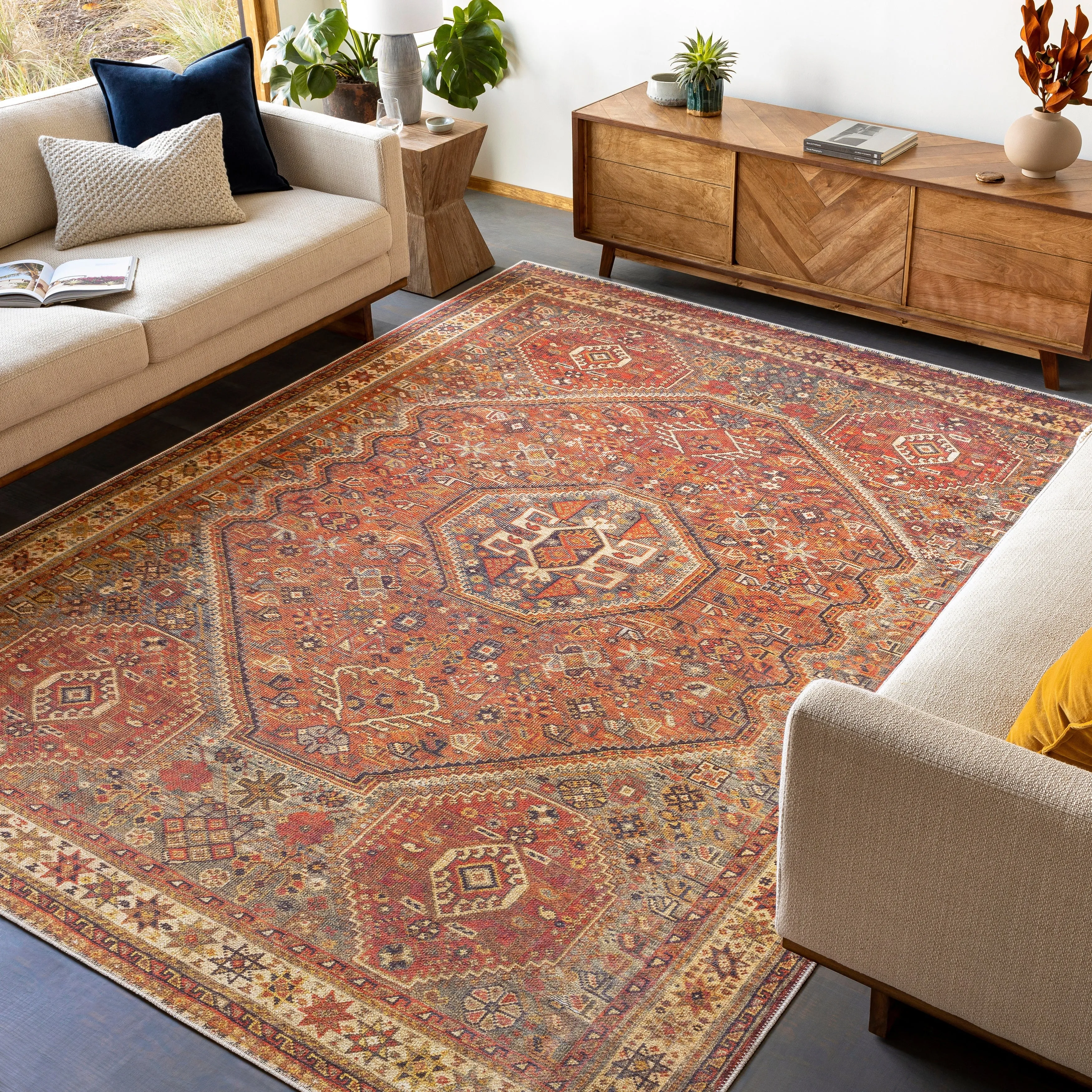 Livabliss Ernestina Machine Washable Medallion Area Rug