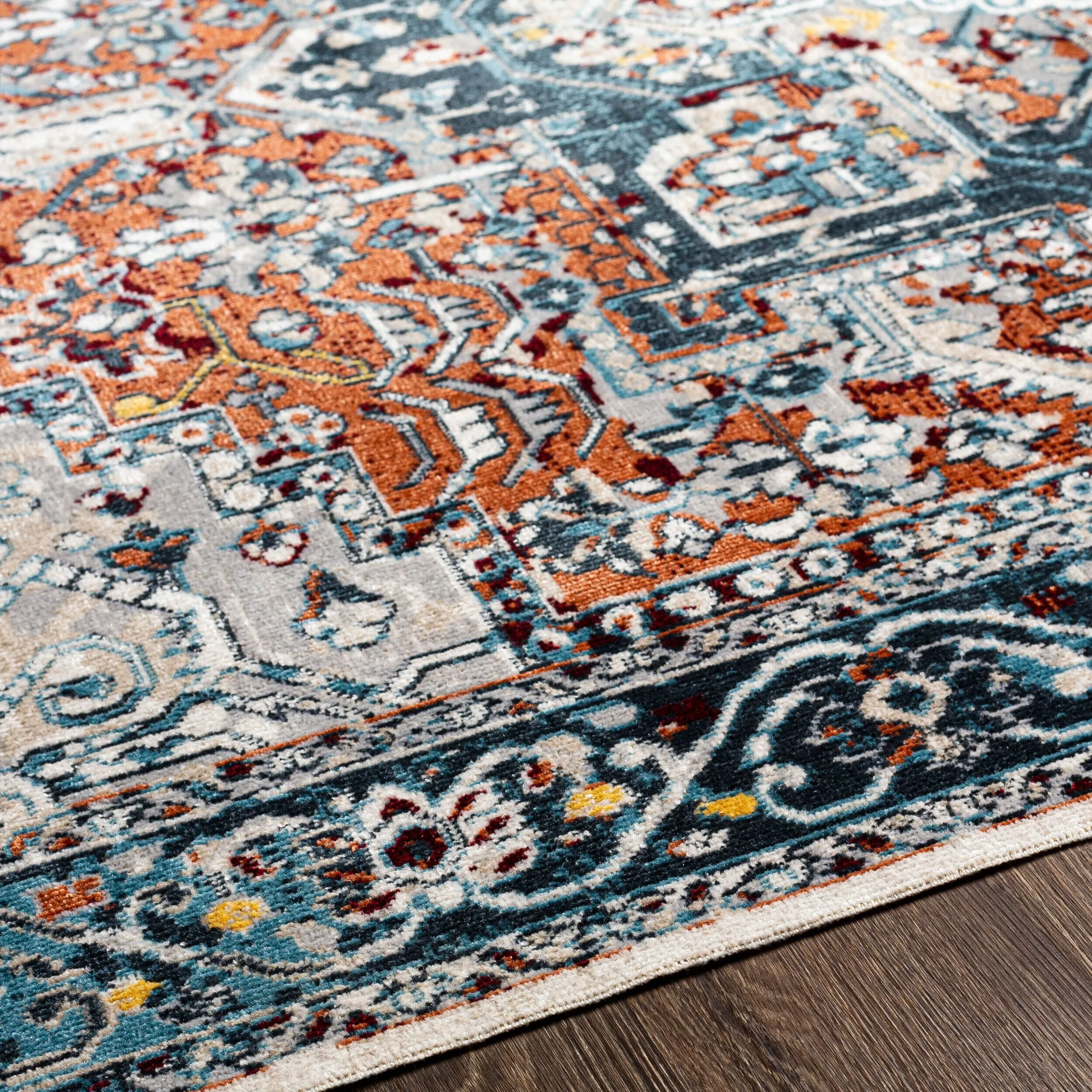 Livabliss Lavadora Updated Traditional Medallion Washable Area Rug