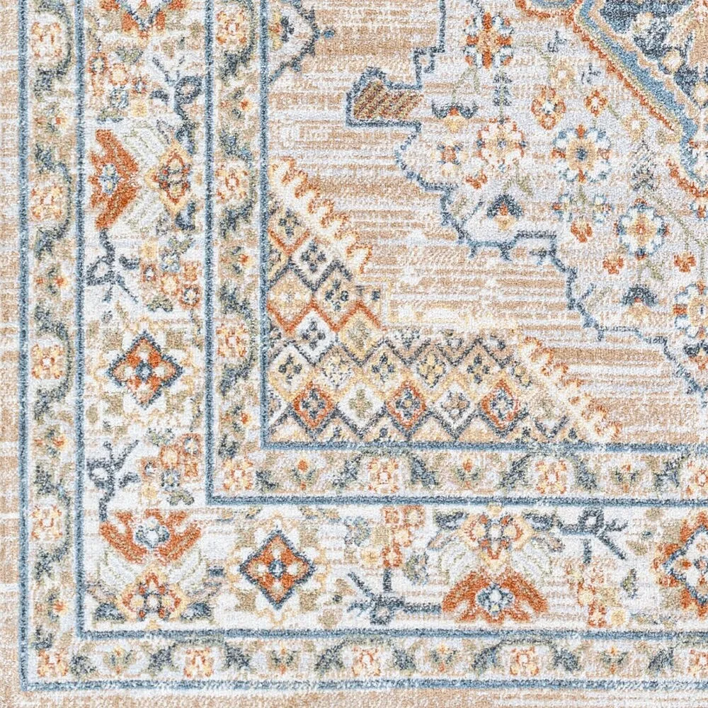 Livabliss Lillian Machine Washable Medallion Border Area Rug