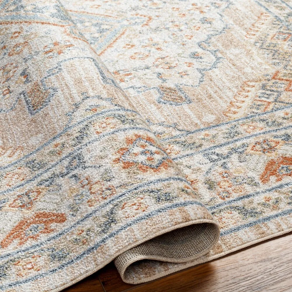 Livabliss Lillian Machine Washable Medallion Border Area Rug
