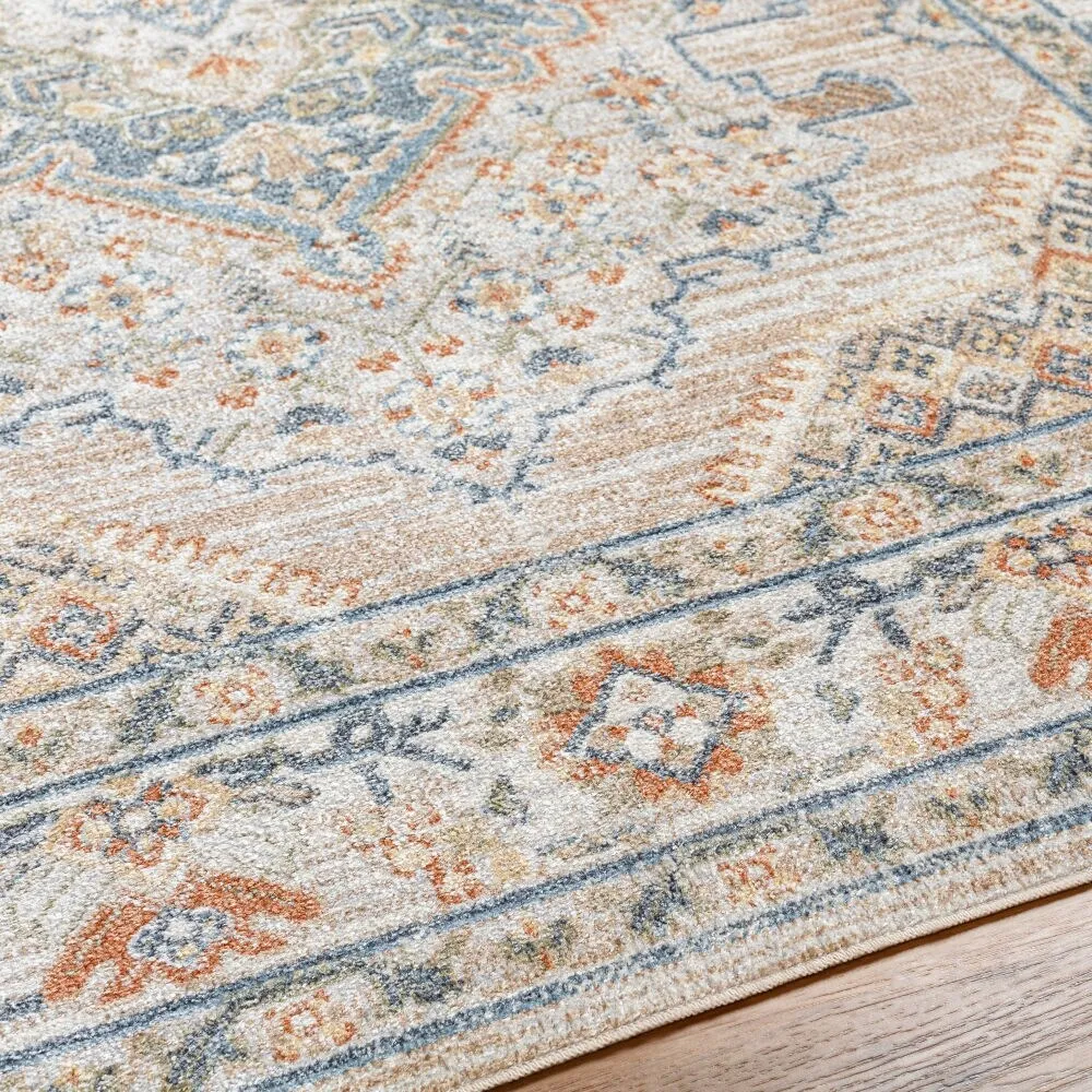 Livabliss Lillian Machine Washable Medallion Border Area Rug