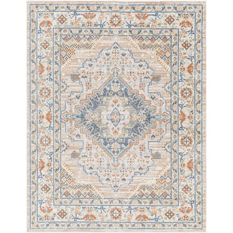 Livabliss Lillian Machine Washable Medallion Border Area Rug
