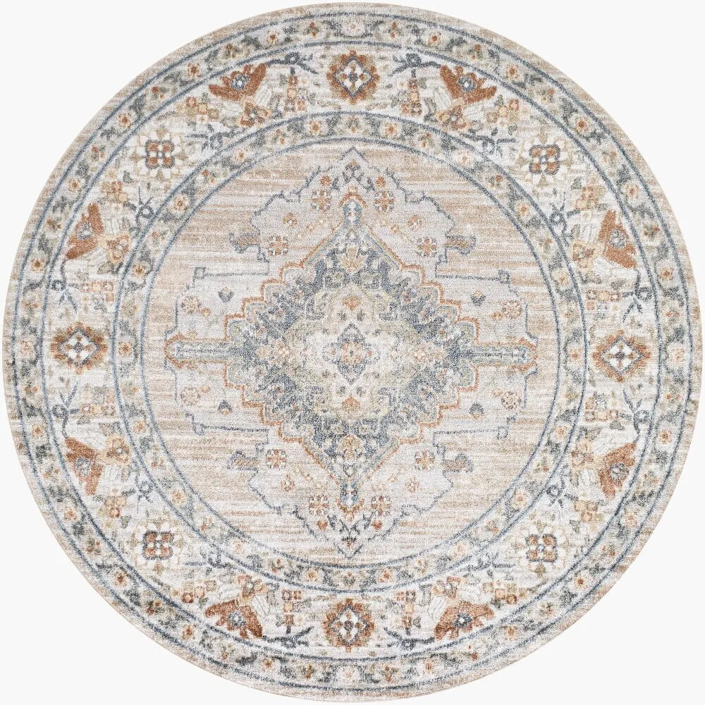 Livabliss Lillian Machine Washable Medallion Border Area Rug