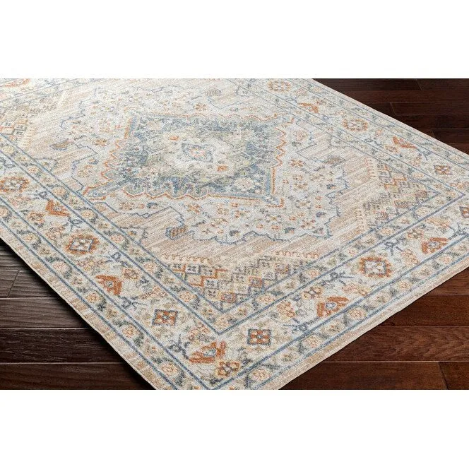 Livabliss Lillian Machine Washable Medallion Border Area Rug