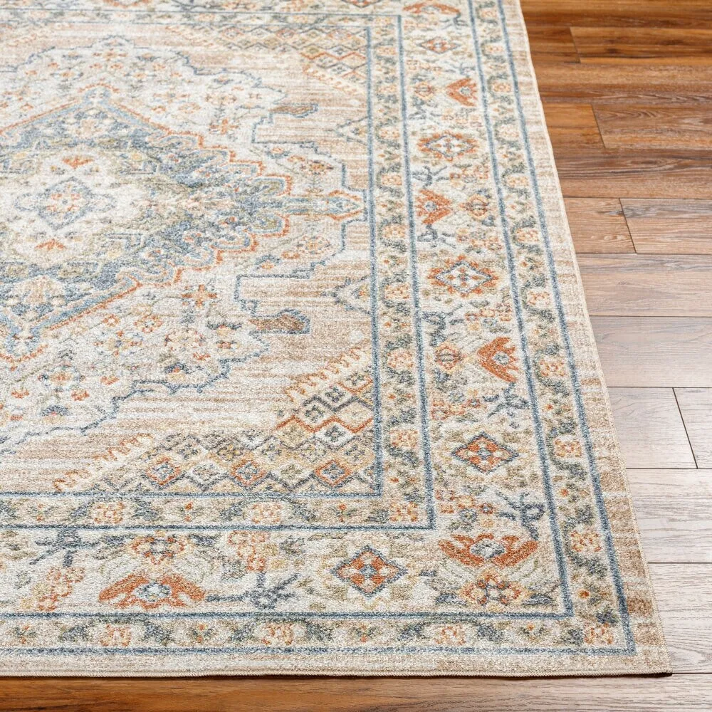 Livabliss Lillian Machine Washable Medallion Border Area Rug