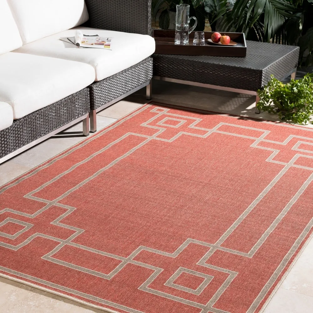 Livabliss Odette Greek Key Border Indoor/ Outdoor Area Rug