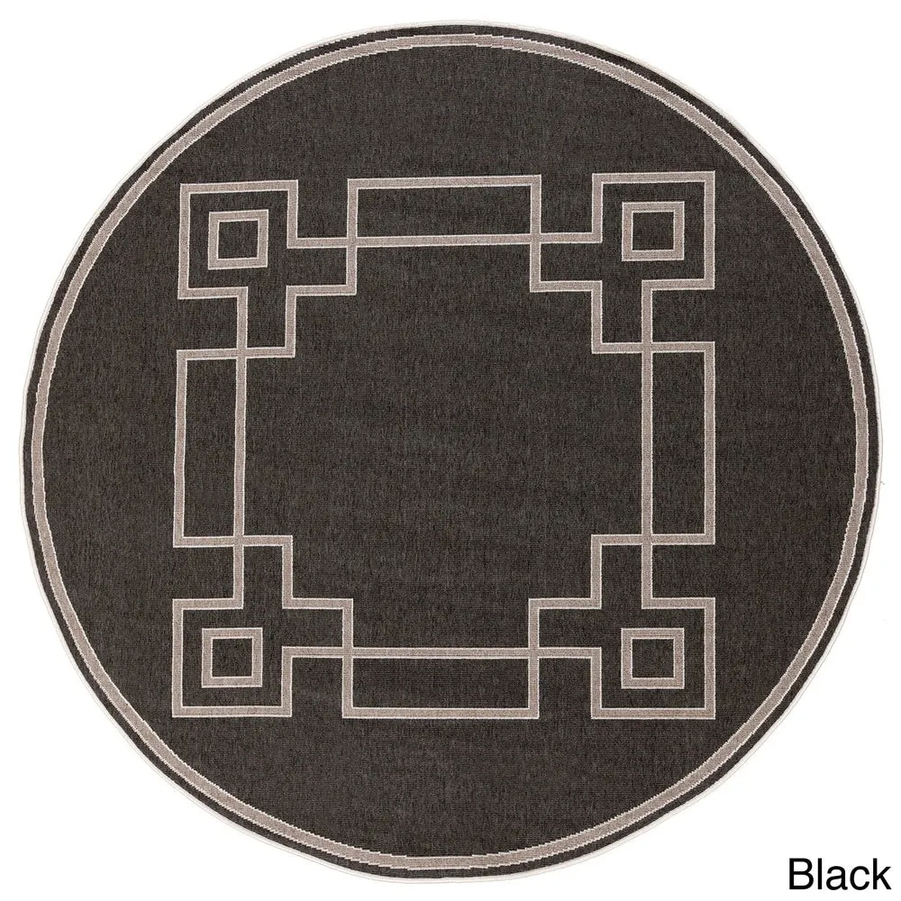 Livabliss Odette Greek Key Border Indoor/ Outdoor Area Rug