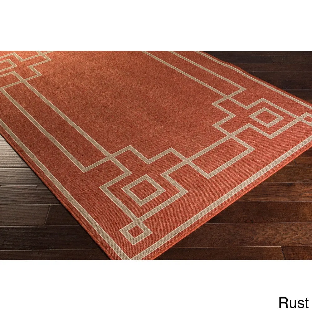 Livabliss Odette Greek Key Border Indoor/ Outdoor Area Rug
