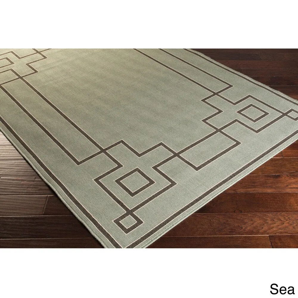 Livabliss Odette Greek Key Border Indoor/ Outdoor Area Rug