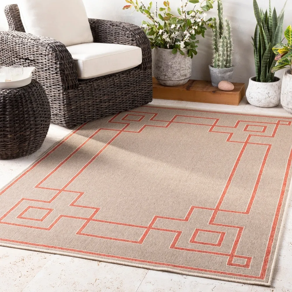 Livabliss Odette Greek Key Border Indoor/ Outdoor Area Rug