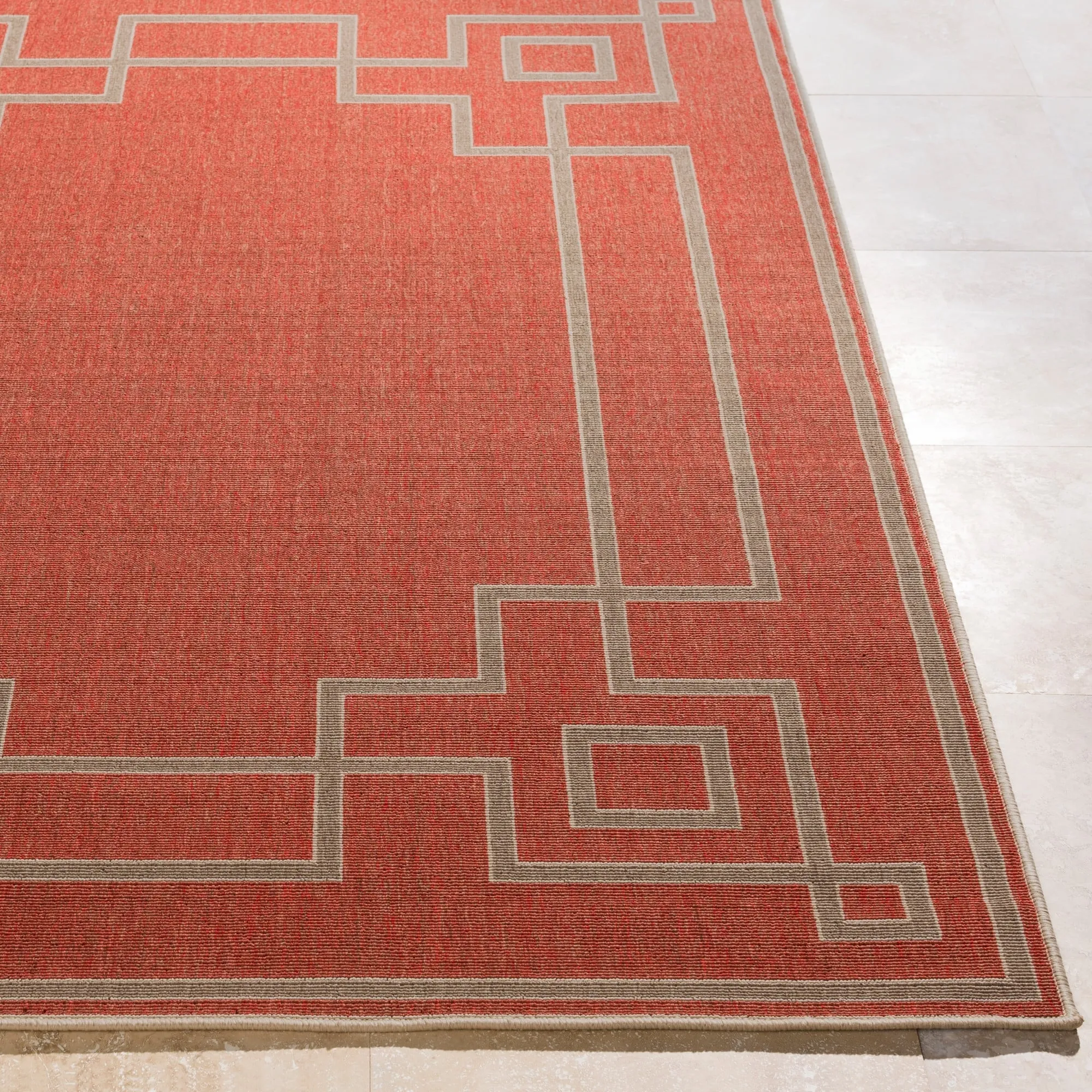 Livabliss Odette Greek Key Border Indoor/ Outdoor Area Rug