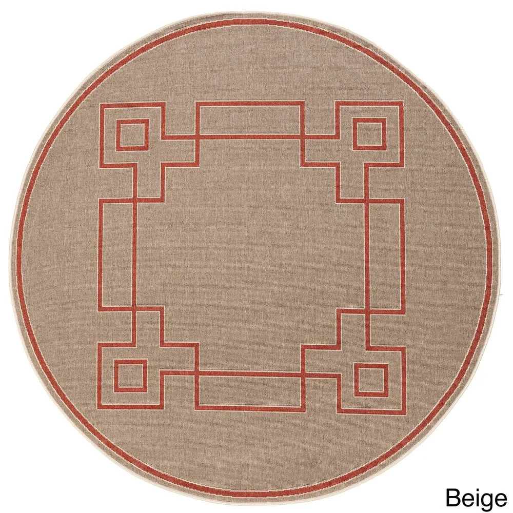 Livabliss Odette Greek Key Border Indoor/ Outdoor Area Rug