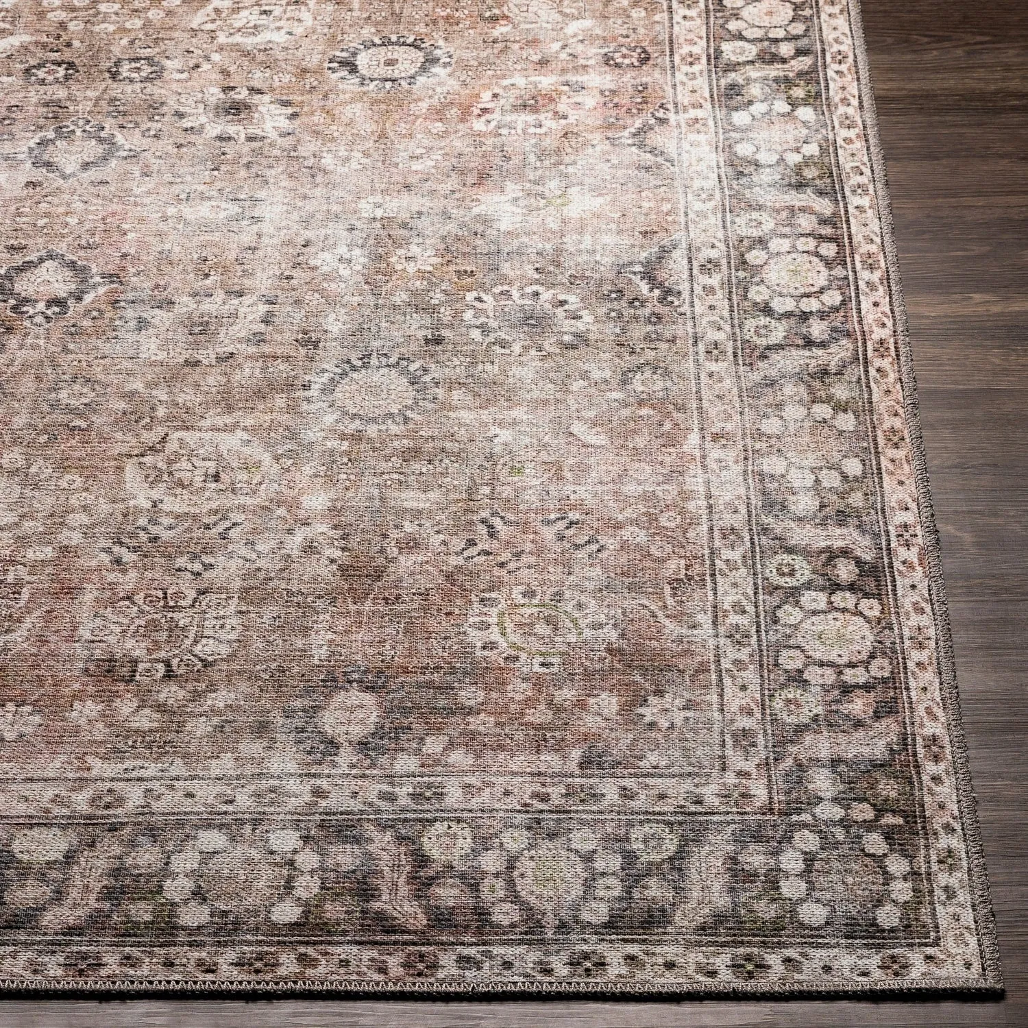Livabliss Thea Persian Floral Printed Machine Washable Area Rug