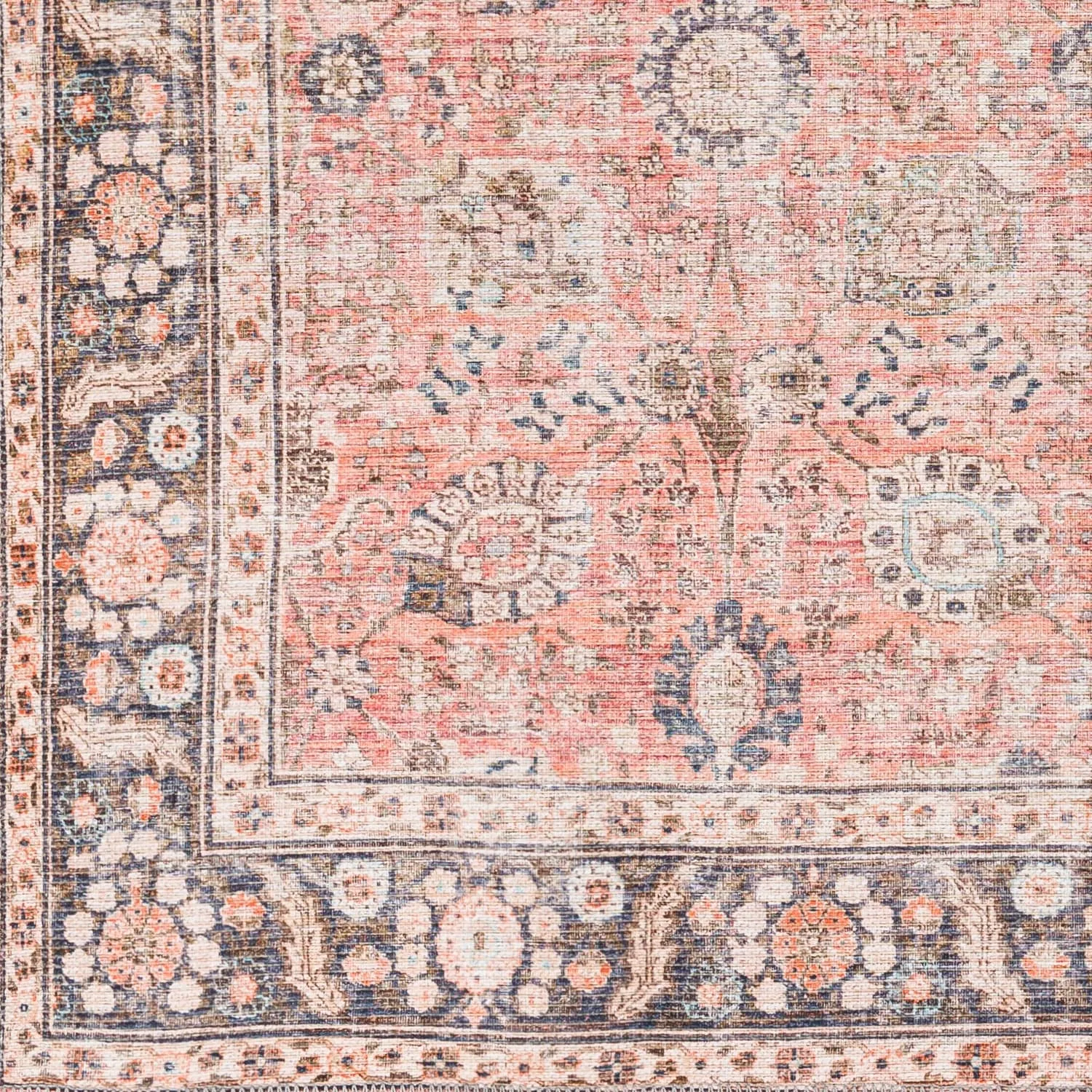 Livabliss Thea Persian Floral Printed Machine Washable Area Rug
