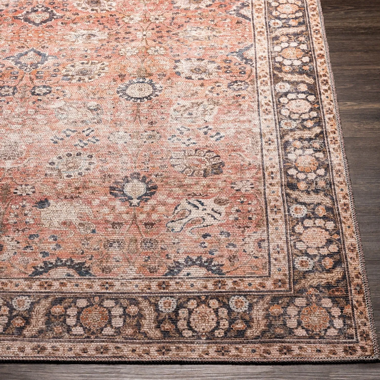 Livabliss Thea Persian Floral Printed Machine Washable Area Rug