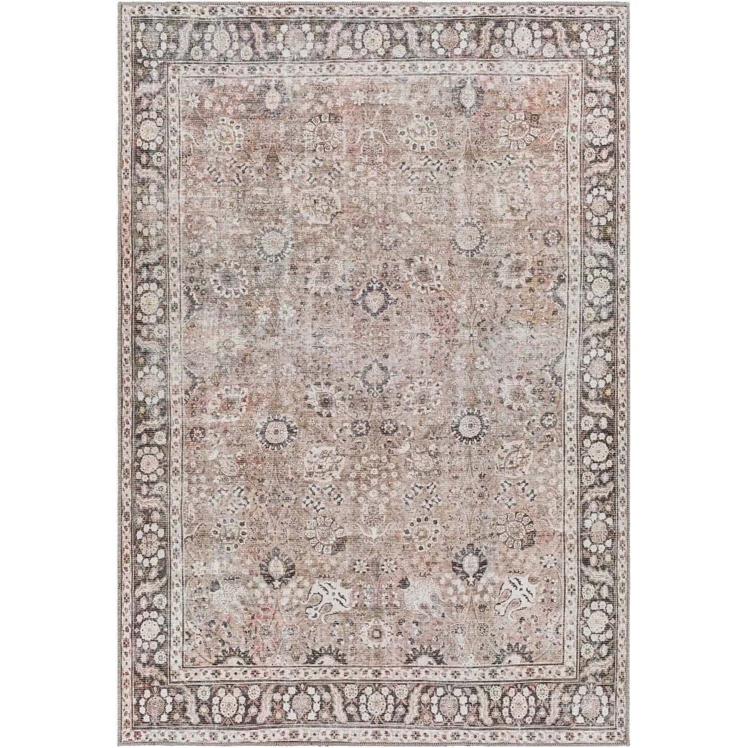 Livabliss Thea Persian Floral Printed Machine Washable Area Rug