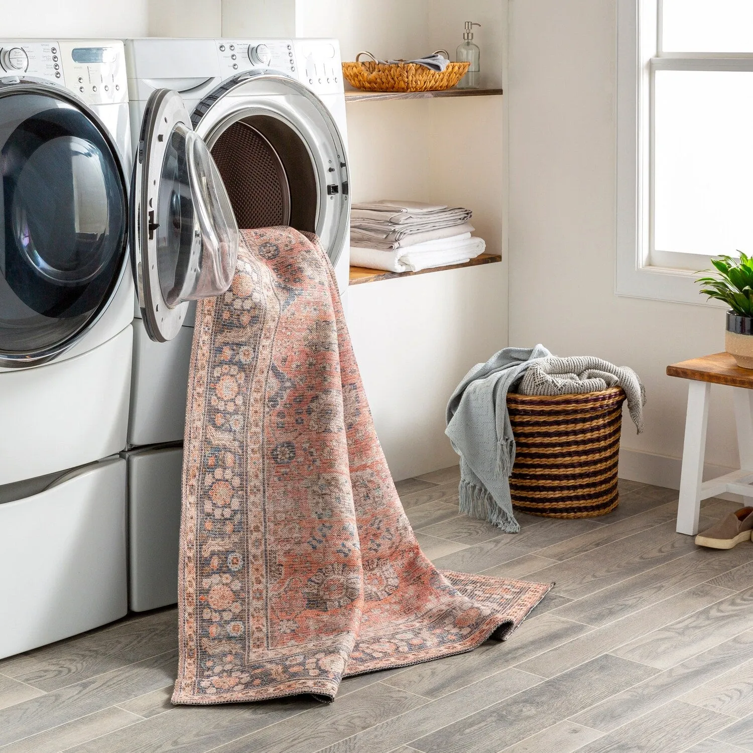 Livabliss Thea Persian Floral Printed Machine Washable Area Rug