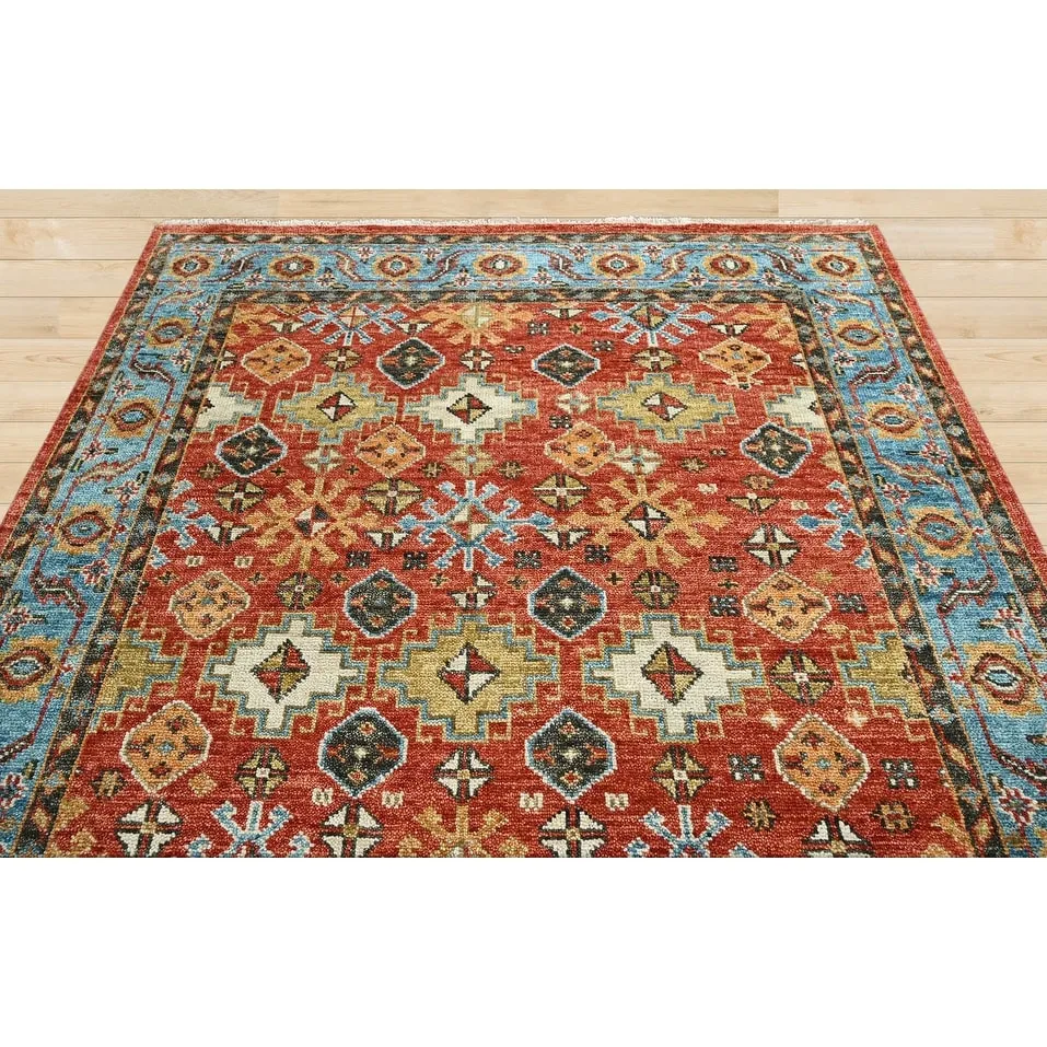 LoomBloom Multi Size Arts & Crafts Oushak Wool Area Rug in Coral