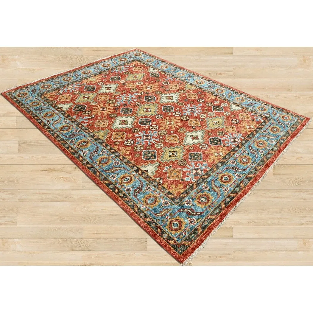 LoomBloom Multi Size Arts & Crafts Oushak Wool Area Rug in Coral