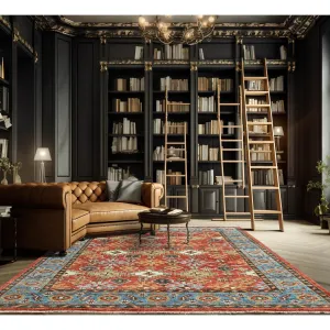 LoomBloom Multi Size Arts & Crafts Oushak Wool Area Rug in Coral