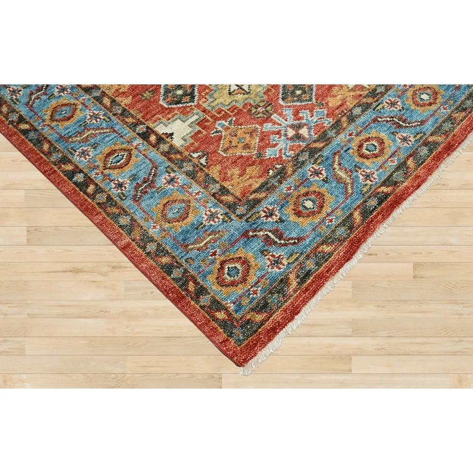 LoomBloom Multi Size Arts & Crafts Oushak Wool Area Rug in Coral