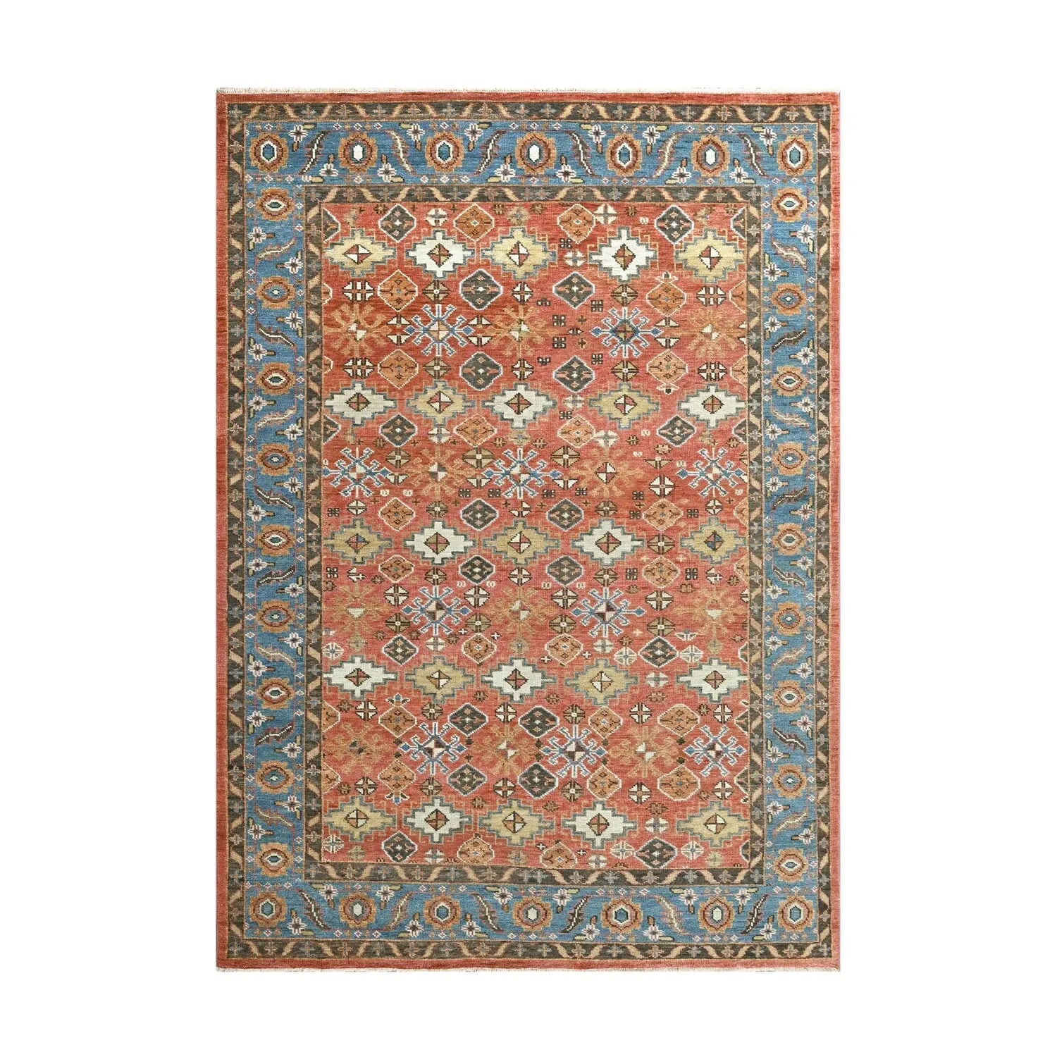LoomBloom Multi Size Arts & Crafts Oushak Wool Area Rug in Coral