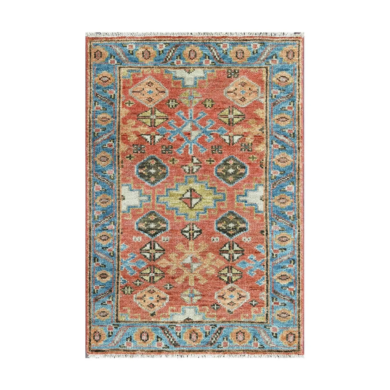 LoomBloom Multi Size Arts & Crafts Oushak Wool Area Rug in Coral