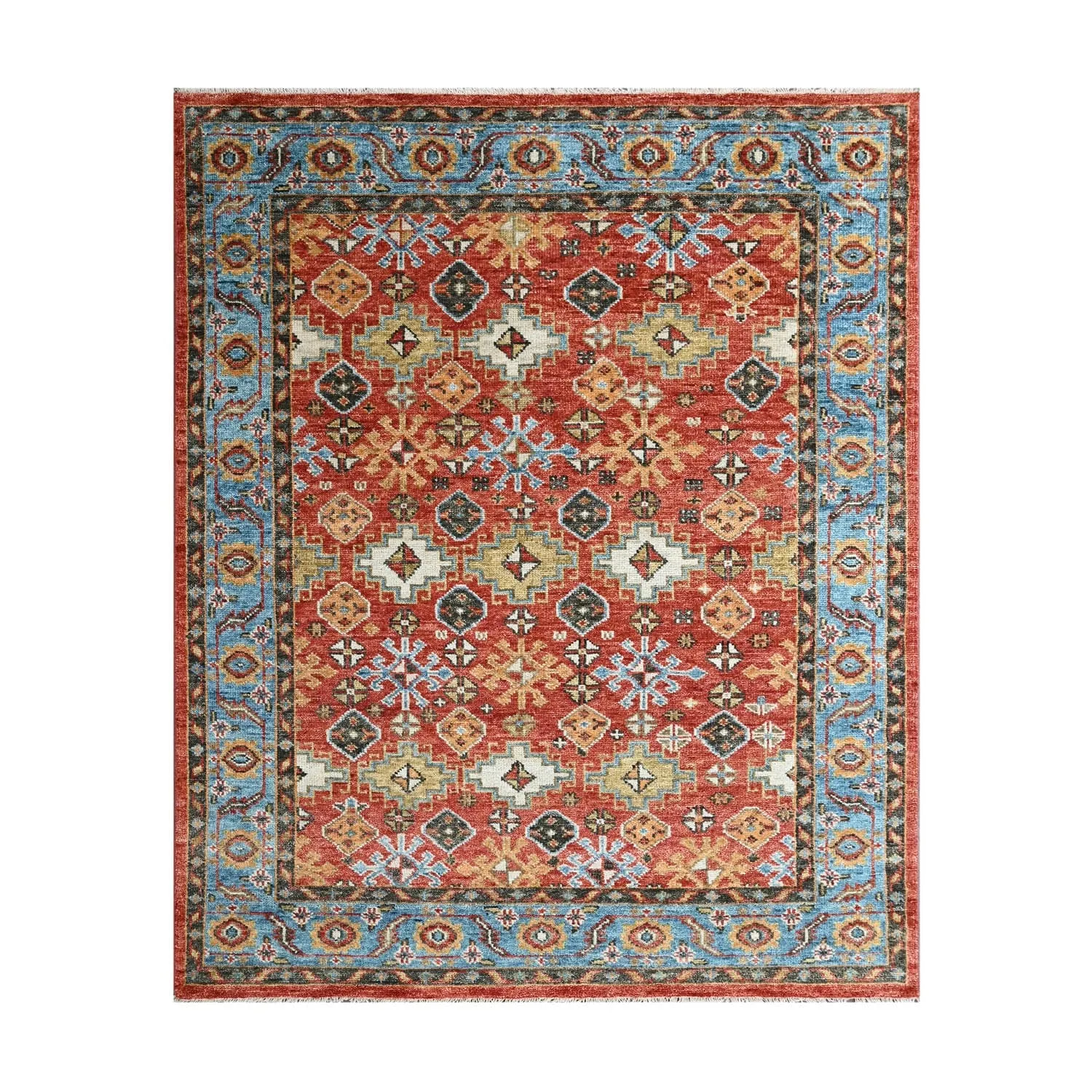 LoomBloom Multi Size Arts & Crafts Oushak Wool Area Rug in Coral