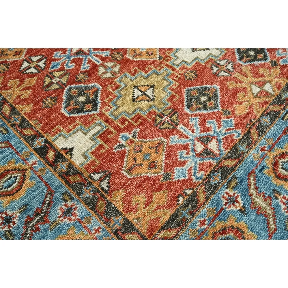 LoomBloom Multi Size Arts & Crafts Oushak Wool Area Rug in Coral