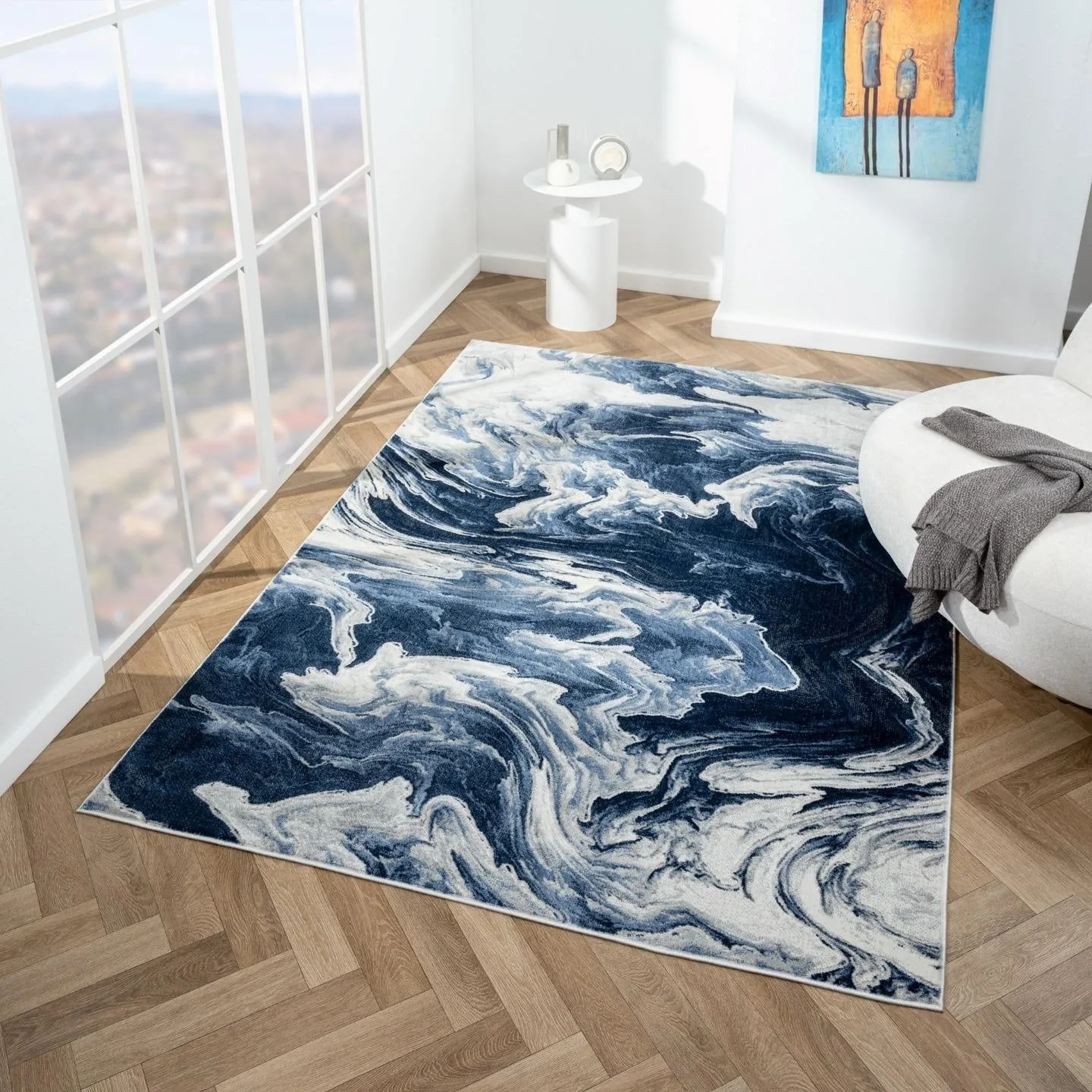 Luxe Weavers Marble Abstract Clouds Swirl Area Rug