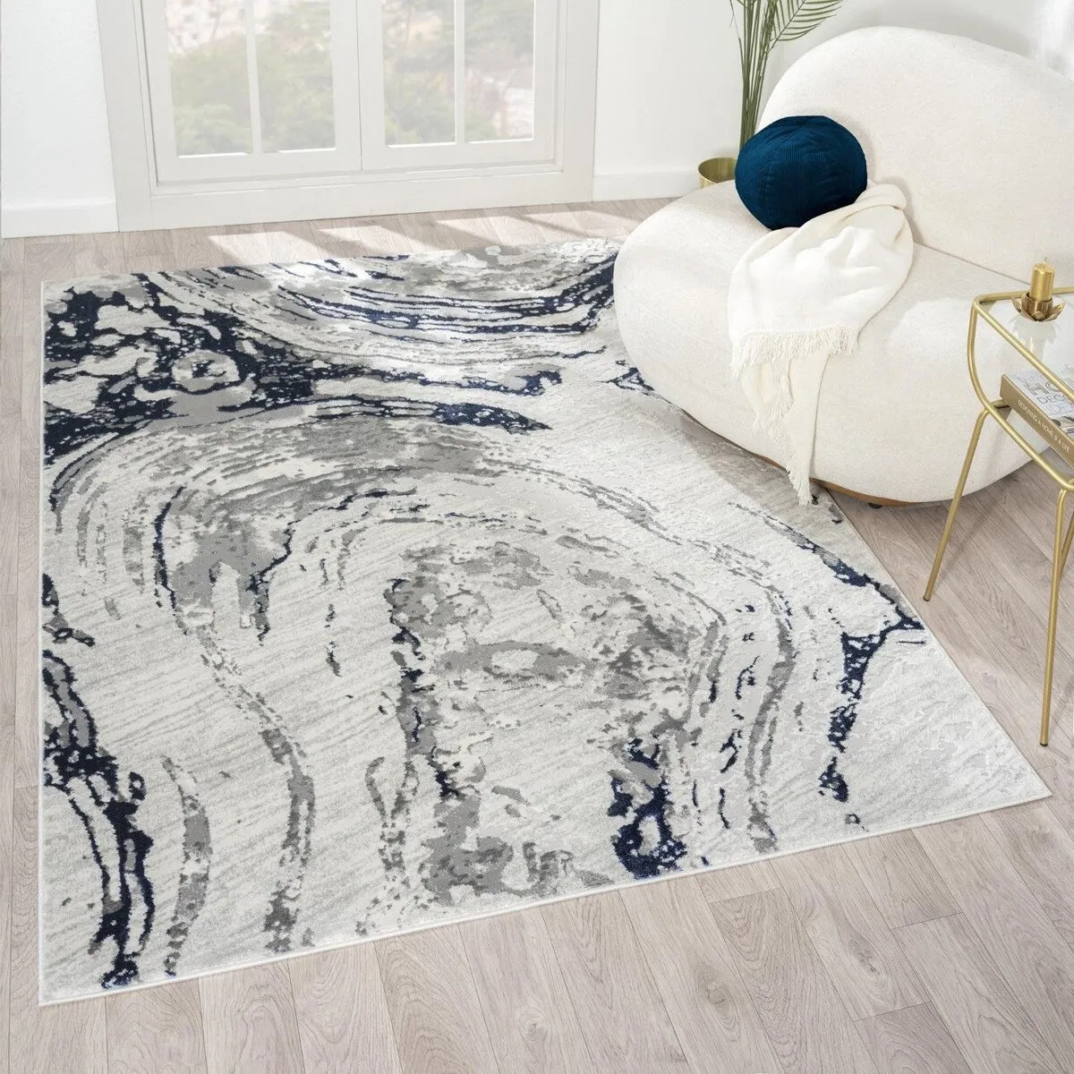 Luxe Weavers Marble Swirl Area Rug. Stain-Resistant Carpet